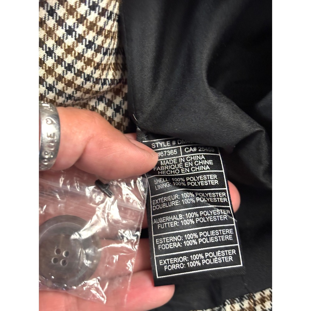 Steve Madden Houndstooth Blazer Jacket Women's XL Brown Black Check Two Button - Picture 9 of 12
